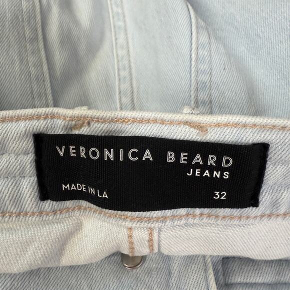 Veronia Beard Grant Extra High Rise Wide Leg Jeans Size 32 Braided Light Wash - Picture 4 of 6